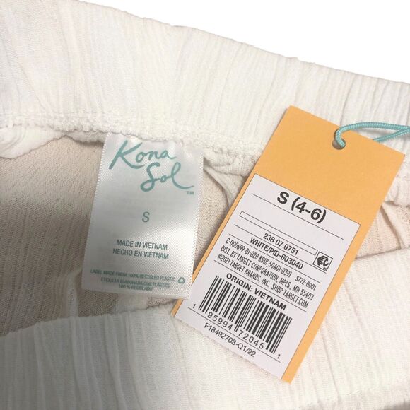 NEW Kona Sol Swim Tie Front Cover Up Pants Side Split White Size Small 4 - 6 - Picture 7 of 8